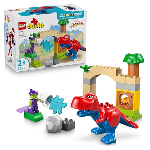 LEGO DUPLO | Spidey-Rex vs. Green Goblin - Feinmotorik Spielzeug für Kleinkinder - 2 Figuren inkl. Spidey-T-Rex - Superhelden Geschenk für Jungen ab 2 Jahren - 10463