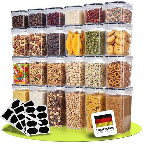 uandu Vorratsdosen mit Deckel luftdicht – 24er für Müsli, Mehl & Zucker