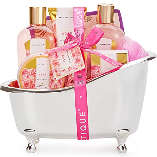 SPA LUXETIQUE Ostern Geschenke für Frauen-8tlg Rosenduft Bade Geschenkset Frauen, Geburtstagsgeschenk, Wellness Set für Frauen Beauty Set mit Deko Badewanne, Muttertagsgeschenk, Weihnachtsgeschenke