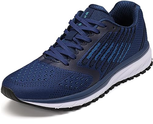 WHITIN Herren Sneakers Damen Turnschuhe Laufschuhe Joggingschuhe Männer Walkingschuhe rutschfest Schnür Sportschuhe Fitness Schuhe Blau Größe 40