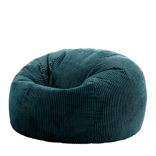 Icon Kingston Sitzsack Cord, Blaugrün, Sitzsack Erwachsene mit Füllung, Bean Bag, Cord Sessel, Lounge Sessel, Lounge Stuhl, Schlafzimmer, Wohnzimmer, Wohnzimmer Möbel