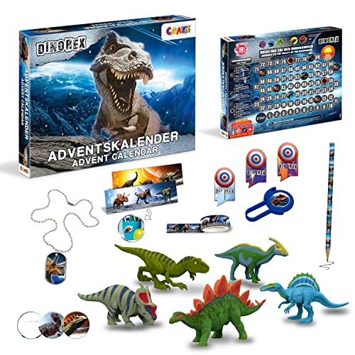 CRAZE DINOREX Spielzeug Adventskalender 2025 Kinder - Dino Adventskalender , Weihnachtskalender mit Dino Figuren & Schreibwaren-Zubehör