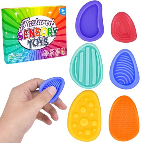 Vibbang 6 Stück Fidget Toys Sensory Stones, Stressabbau Kinder Sensorische Stone, Anti Stress Spielzeug, Antistress Sensorik Spielzeug, Fidget Toys Erwachsene und Kinder für ADHS & Autismus