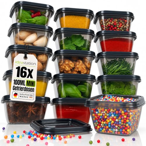 idea-station Gefrierdosen klein - 16 Stück - 100 ml - ideal für Kräuter
