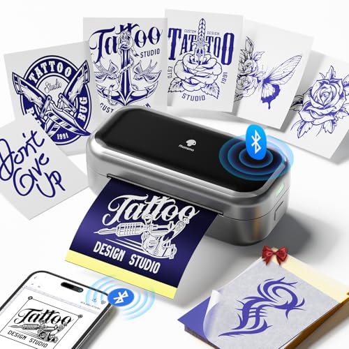 Phomemo TP31 Tattoo Drucker, Aufgerüstet Mini Tattoo Stencil Drucker 3 Zoll, Tattoodrucker Tattoo Papierzuführung mit 30pcs Papier, Tattoo Printer Bluetooth Kompatibel mit Smartphone und Tablet
