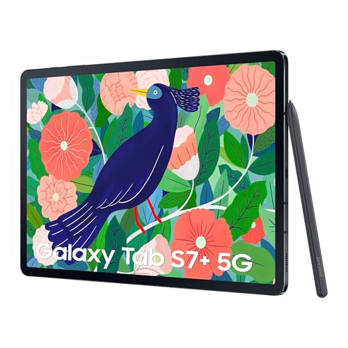 Samsung Galaxy Tab S7+, Android Tablet mit Stift, 5G, 3 Kameras, großer 10.090 mAh Akku, 12,4 Zoll Super AMOLED Display, 256 GB/8 GB RAM, Tablet in Schwarz