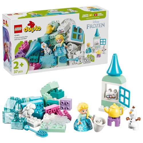 LEGO DUPLO | Disney Frozen Kreativbox mit ELSA und Olaf - Lernspielzeug zur Förderung der Motorik für Kleinkinder - Montessori Set mit 2 Figuren - Geschenk für Mädchen und Jungen ab 2 Jahren - 10462