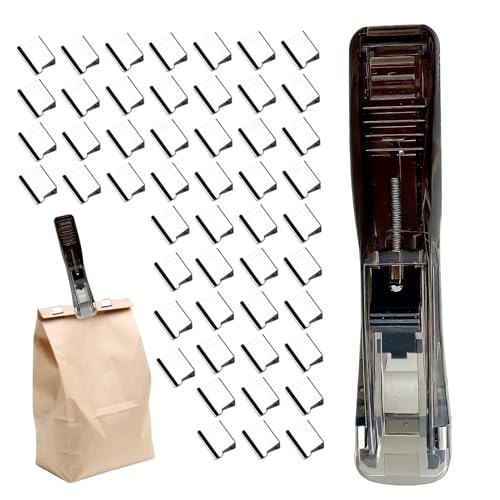 Müheloser Hefter, mit 50 Wiederverwendbaren Clips - Mini Handheftgerät & Dokumentenclip-Spender | Tragbarer Büro Hefter für Zuhause, Schule, Büro, Reisen und Klassenzimmer Organisation