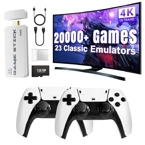 Retro Konsole, Game Stick Spielekonsole mit 20.000+ Klassikern, Retrolink 2 Wireless Controller Plug & Play, Geschenk für Familien (64G)