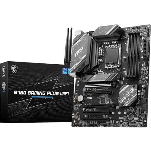 MSI B760 GAMING PLUS WIFI Mainboard, ATX - Unterstützt Intel Core Prozessoren der 14., 13. und 12. Generation, LGA 1700 - DDR5 6800+MHz/OC, 2 x PCIe 4.0 x16, 2 x M.2 Gen4, 2.5G LAN, Wi-Fi 6E