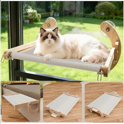 Katzen hängematte Fenster 4 in1 für große Katzen bis 15 kg, katzenbett fensterbank Verstärkte Katzenhängematte mit starkem Saugnapf fensterbank innen,katzenleiter Balkon katzenkorb zum schlafen