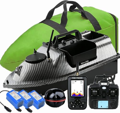 YLLLLY 12000mAh 500m GPS futterboot mit 3 Katapultbuchten. Köderboote zum Karpfenangeln mit GPS, 40 Speicherpunkten, mit Sonar Fischfinder Echolot, Handtasche, Antennen, Propeller (Bait Boat 6)