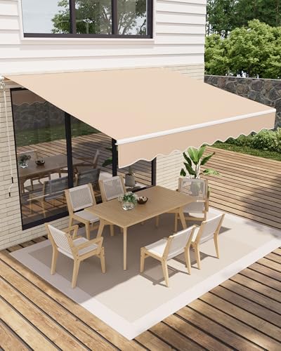 GarveeHome Gelenkarmmarkise 300 x 250 cm, UV50+ & wasserabweisend, mit Kurbel & Wandhalterung Länge + Winkel einstellbar, Markise für Terrasse & Balkon, Sonnenschutz Balkonmarkise Gelenkmarkise