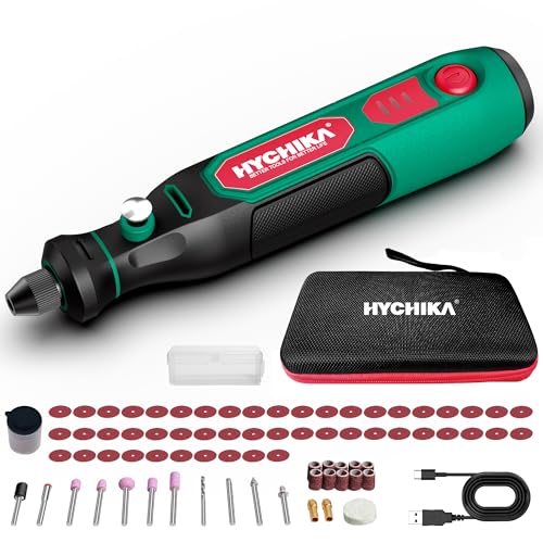 HYCHIKA 3,6V Akku Multifunktionswerkzeug Kit - 77-teiliges Zubehör für Bohren, Schleifen, Polieren, Gravieren,Mini Rotationswerkzeug mit regelbarer Geschwindigkeit und USB-C-Ladung.