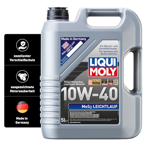 LIQUI MOLY MoS2 Leichtlauf 10W-40 | 5 L | teilsynthetisches Motoröl | Art.-Nr.: 1092, farblos