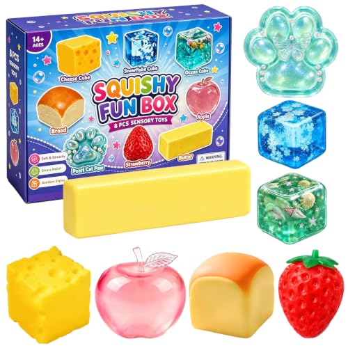 8 Stück Fun Box Mystery Set, Squiishy Set,Mystery Box ,Boxx Sett,Antistressball, Schreibtischdekoration, Partygeschenk, Geschenke für Erwachsene