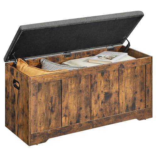 VASAGLE Truhe mit Deckel, Truhenbank mit Stauraum, 40 x 100 x 49 cm