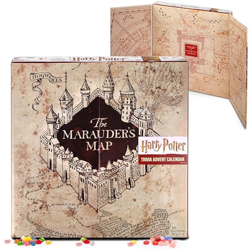 Harry Potter Adventskalender: 24 JellyBelly Tütchen + Karte des Rumtreibers & 24 Quizfragen, 192g, Magischer Genuss für Fans & Sammler, Limitierte Edition – Verzaubere die Weihnachtszeit mit Hogwarts