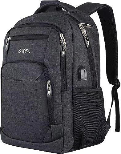 YAMTION Rucksack für Herren, Schultaschen für Jungen und Teenager, Laptop-Rucksack mit USB-Ladeanschluss, langlebige, diebstahlsichere Laptop-Tasche für Geschäftsreisen, wasserabweisend, passend für 1