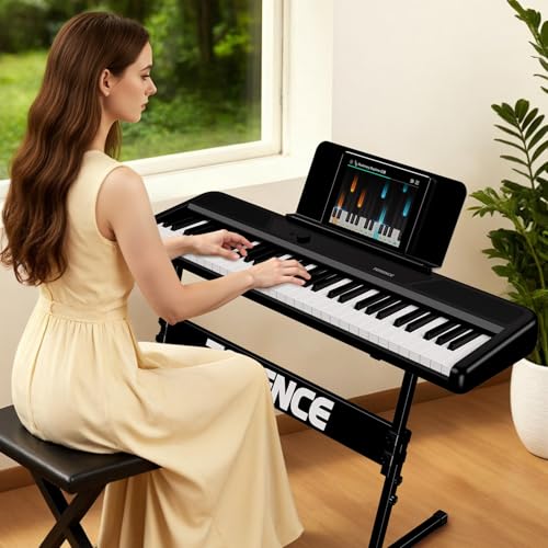 TERENCE Tragbar Keyboard Piano 61 Tasten mit Ständer Touch-Response, MIDI