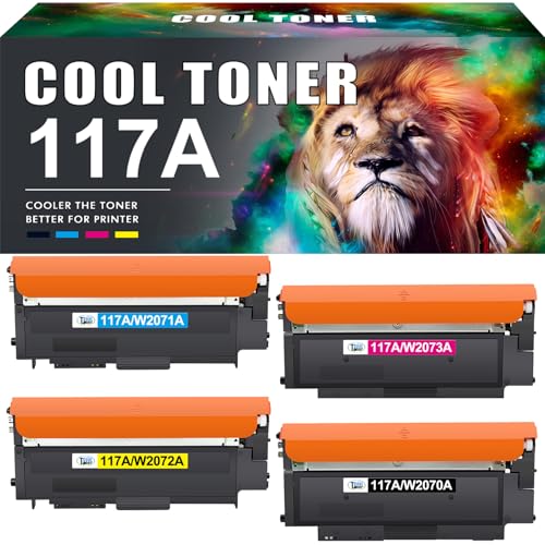 Cool Toner Kompatibel für HP 117A Toner Set als Ersatz für Color Laser MFP 178nwg 179fwg 150nw 179fnw 150a 178nw W2070A W2071A W2072A W2073A Tonerkartusche (Schwarz Cyan Gelb Magenta 4er-Pack)