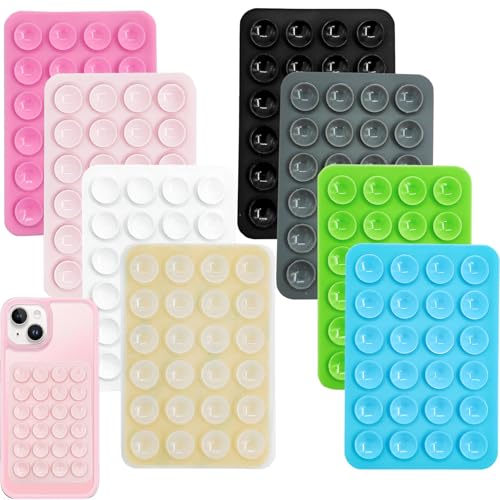 qingmeng 8 Stück Saugnapf Handy, Noppen Handyhülle Mit Saugnäpfen Silikon Handyhalterung Handy Kleber Rückseite Saugnapf Halterung Sticky Phone Case für Videos Alle Modelle Fenster
