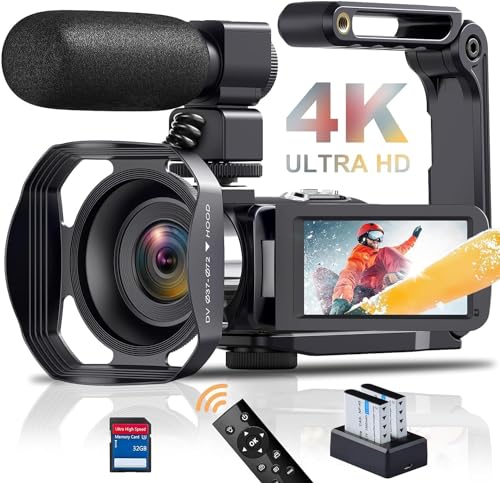 Videokamera 4K 48MP Camcorder 60FPS IR Nachtsicht 18X Digital Zoom Vlogging Camera 3.0