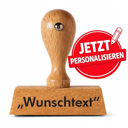 Individueller Holzstempel einzeilig 4 cm personalisiert mit Wunschtext online gestalten verschiedene Schriftarten Textstempel Adressstempel Namensstempel DIY Büro Hochzeit Basteln