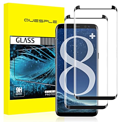 QUESPLE [2 Stück] Panzerglas Schutzfolie für Samsung Galaxy S8 Plus, Anti-Kratzen, Ultra-klar, Anti-Bläschen, 3D-Vollständige Abdeckung Gehärtetem Glas Displayschutzfolie für Galaxy S8 Plus