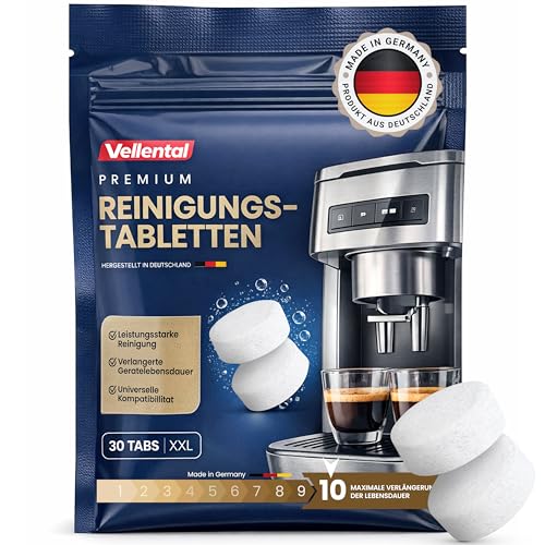 Reinigungstabletten für Kaffeevollautomaten & Kaffeemaschinen (30 Stück) - Reinigungstabs für Delonghi, Siemens EQ-Serie, Jura, Krups, Bosch, Miele, Melitta, Tassimo, WMF