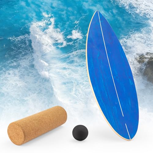 ARATERVIO Surfin Balance Board aus Echtholz | Wackelbrett für Erwachsene & Kinder mit 2-in-1 Rolle & Kugel System | 150kg Tragkraft, Handgeschliffen für Dynamisches Surf-, Ski- & Core Training Zuhause