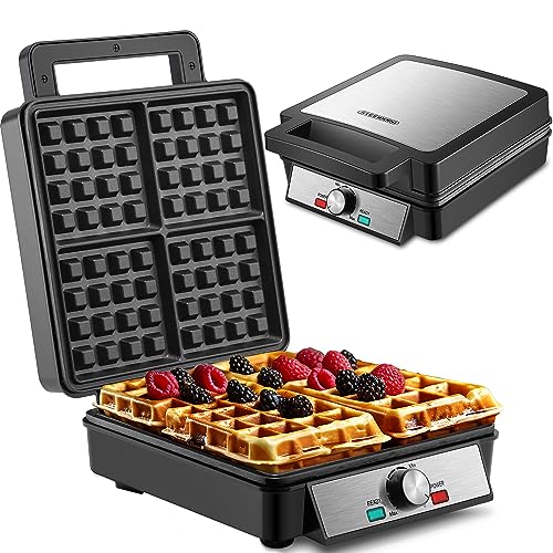 XXL 4er Waffeleisen | 1200 Watt | Waffelautomat | Paninigrill | Waffeltoaster | Waffle Maker | Elektrogrill | XXL Wafflemaker | Waffel Eisen | Waffelmacher