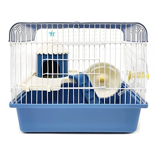 BPS Hamsterkäfig, Mini-Haus, Chalet, für Hamster, mit Futternapf, Tränke, Rad, zufällige Farbe, BPS-1381