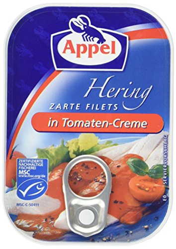 Appel Heringsfilets, zarte Fisch-Filets in Tomaten-Creme, MSC zertifiziert, 100g