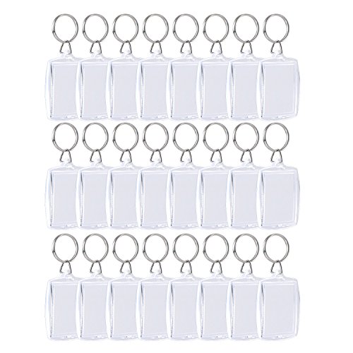 Sumind (50 Stück Foto Insert Schlüsselbund Acryl Leer Schlüsselring Bilderrahmen Schlüsselanhänger Klar Spalten Schlüsselanhänger Lichtbild Größe, 4 cm mal 5,5 cm