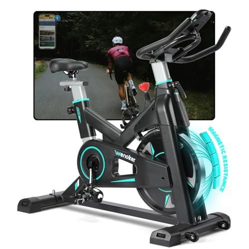 [2025 Aktualisierte]WENOKER Heimtrainer,Magnetwiderstand Stationäres Fahrrad für Zuhause,Indoor Bike mit Flüsterleise,Schweres Schwungrad und Verbesserter LCD-Monitor
