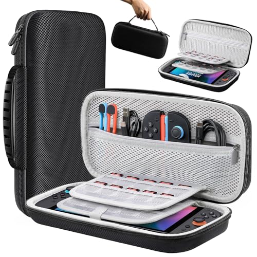 Lmcpa Tasche für 2025 Nintendo Switch 2-Konsole, Reisetasche mit 20 Spielkassetten, Schützende Tragbare Hartschalentasche für 2025 Nintendo Switch 2-Konsole und Zubehör, Schwarz