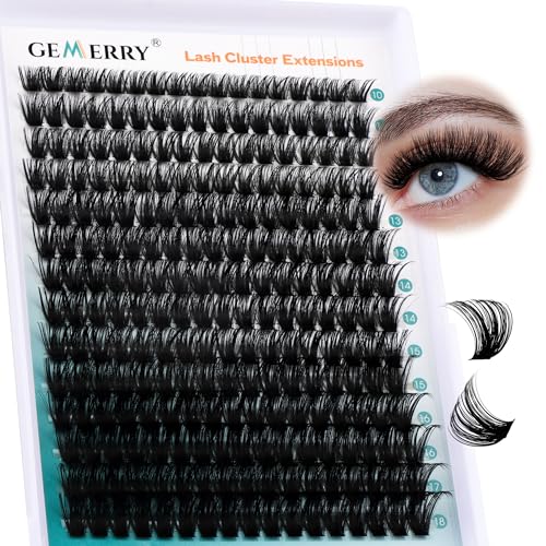Wimpern Extensions 80D DIY Clusterwimpern 0.07 D Curl 10-18 Mix Cluster Lashes Wimpernbüschel zu Hause GEMERRY (80D-0.07D-10-18mm)