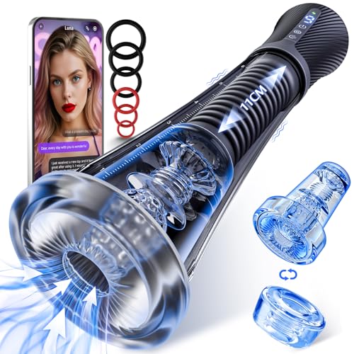 Gobeken Elektrischer Sex Spielzeug für die Männer Masturbieren für Männer mit 9 Feder Vibration & 5 Vakuum Saugen APP, Ei Masturbator Blowjob Taschenmuschi Penispumpe Vibratorensets Sex Toy 2 Liner