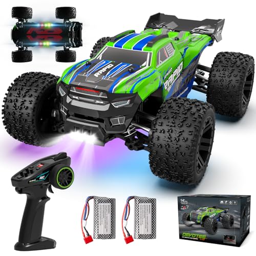 Ferngesteuertes Auto ab 6 8 10 Jahre, 1:18 RC Auto mit 7 Farbiges Licht, 2,4 GHz Offroad Monstertruck Ferngesteuert, 32+km/h Schnell Wasserdicht RC Buggy 4WD RTR Geländegängig Spielzeug