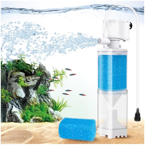 Vehipa Aquarium Filter, 4W Aquarienfilter für 20-80L Fischtank, 350L/H Aquarium Pumpe, Einstellbarer Durchfluss und Wellenmacher, Isolierung von Verunreinigungen, Wasserzirkulation