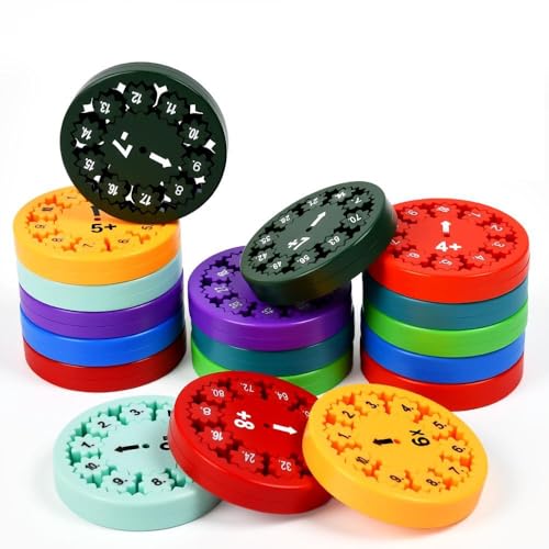 UHETLET 18 Stück Mathe Fidget Spinners Fidget Toys Set Kinder Zählspielzeug Lernspielzeug Additions Subtraktions Multiplikations Divisions Fidget Toy Math Facts Fidget-Spinner für Kinder ab 6-10
