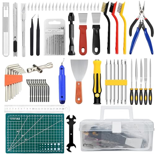 3D Drucker Zubehör, 99 PCS 3d Druck Werkzeug, 3d-Druckerzubehör mit Zangen,Feilen, Pinzetten, Schnitzmesser, Reinigungsnadeln, Schlüssel, Entgrater 3D Druck, Deburring Tool Kit