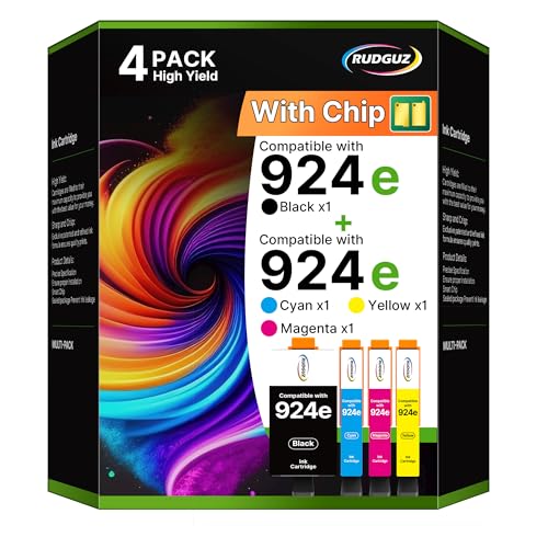Druckerpatronen 924e 924 Multipack mit Chip Kompatibel für HP 924 Patronen für HP OfficeJet pro 8122e Patronen 8120e 8132e 8130e 8124e 8125e 8134e 8135e (924e Schwarz Cyan Gelb Magenta, 4er-Pack)