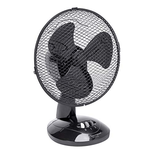 Bestron Mobiler Tischventilator Ø 27cm, kleiner Ventilator mit 2 Geschwindigkeitsstufen & 75° Oszillation-Funktion, Höhe: 29 cm, 30W, DDF27Z, Farbe: Schwarz