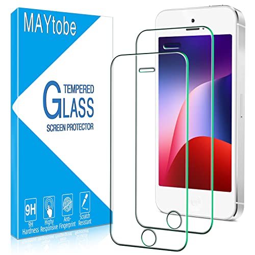 MAYtobe 2 Stück Schutzglas für iPhone SE 2016, iPhone 5s, iPhone 5, iPhone 5C Schutzfolie, Frei von Kratzern, 9H Härte, 0.33mm Ultra-Klar Displayschutzfolie, Blasenfreie, Ultrabeständig