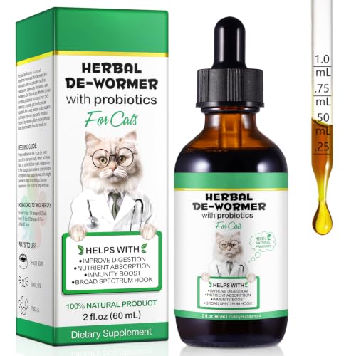 OYRRKBTG 60ml Wurmkur für Katzen, Kräutermischung mit Probiotika, Einfache Anwendung, Flüssige Tropfen für Katzen, Tägliche Pflege,