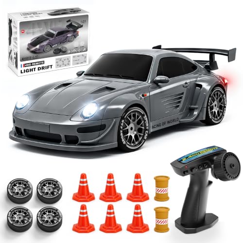 YESHIN RC Drift Car 1:24, Ferngesteuertes Auto 25 KM/H 4WD(Grau)