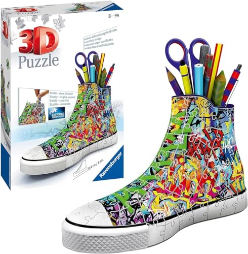 Ravensburger 3D Puzzle 12535 - Sneaker Graffiti - Praktischer Stiftehalter - Schreibtisch-Organizer im coolen Graffiti Design für Erwachsene und Kinder ab 8 Jahren