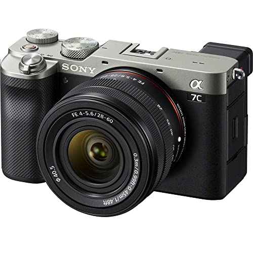 Sony Alpha 7C Spiegellose E-Mount Vollformat-Digitalkamera ILCE-7C (24,2 MP, 7,5cm (3 Zoll) Touch-Display, Echtzeit-AF) inkl. SEL-2860 Objektiv - Silber/Schwarz